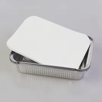Contenedor de comida rectangular desechable de aluminio con tapa plegable perfecto para restaurantes, eventos de catering y preparación de comidas